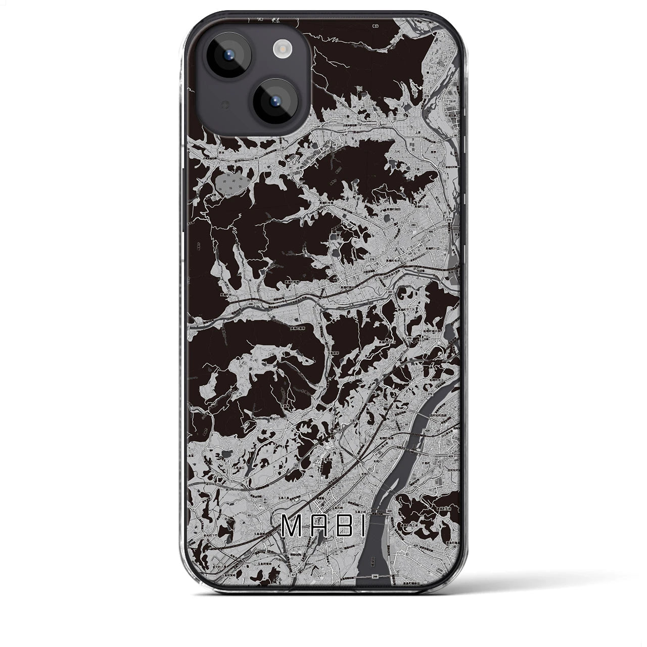 【真備(岡山県)】地図柄iPhoneケース(クリアタイプ)