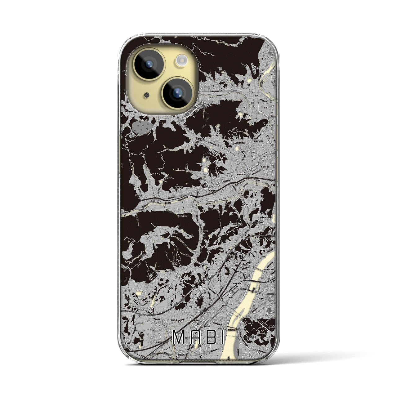 【真備(岡山県)】地図柄iPhoneケース(クリアタイプ)