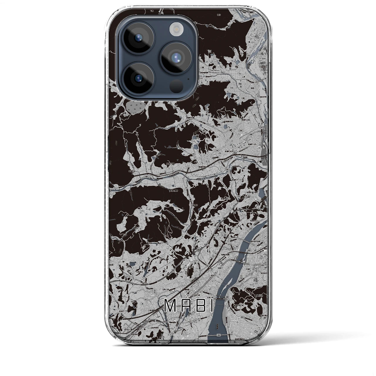 【真備(岡山県)】地図柄iPhoneケース(クリアタイプ)