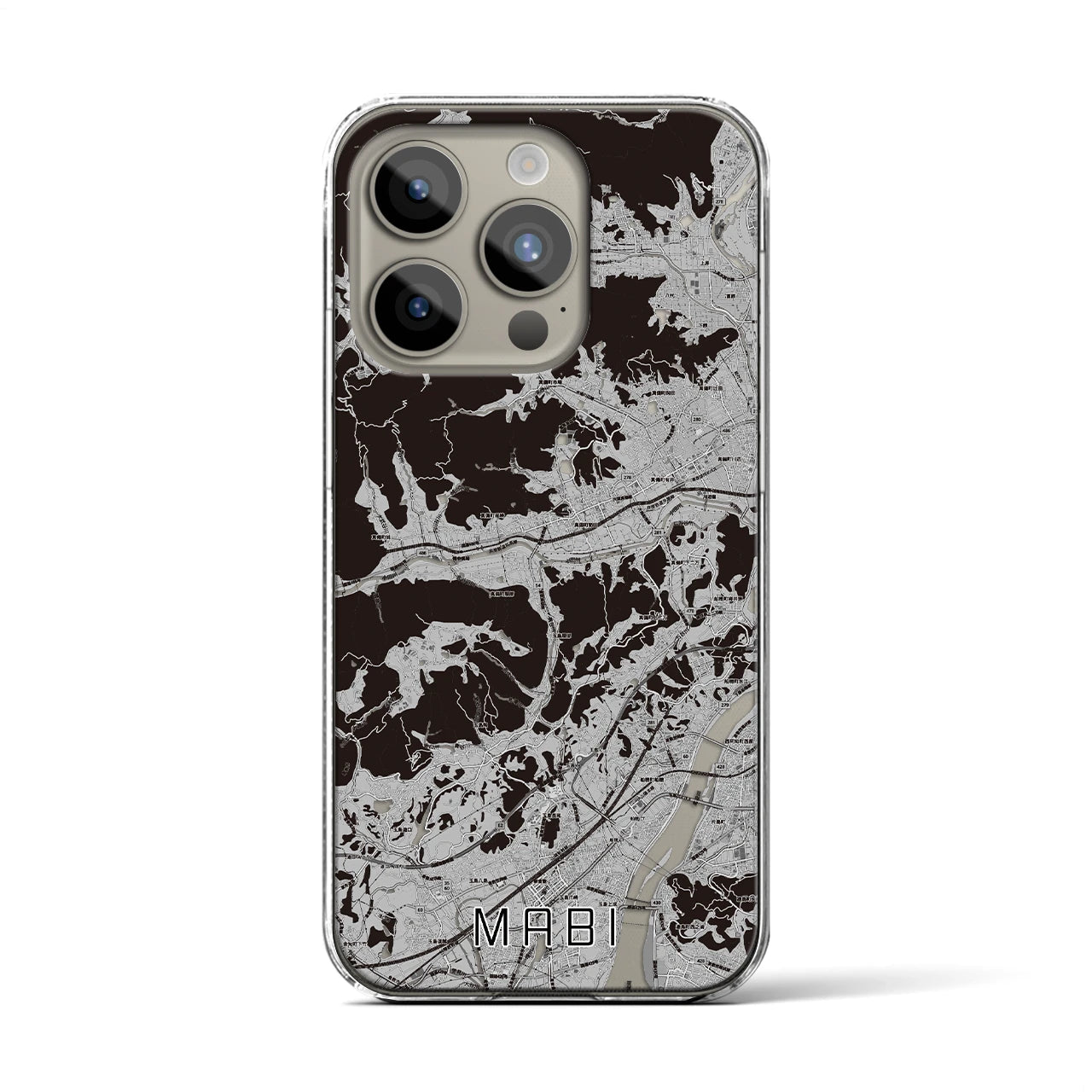 【真備(岡山県)】地図柄iPhoneケース(クリアタイプ)