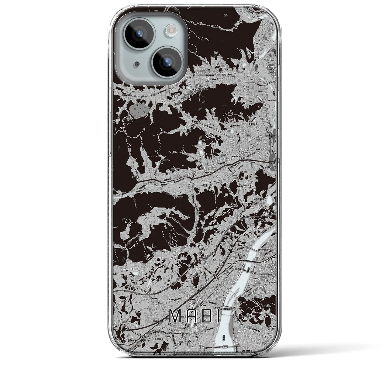 【真備(岡山県)】地図柄iPhoneケース(クリアタイプ)