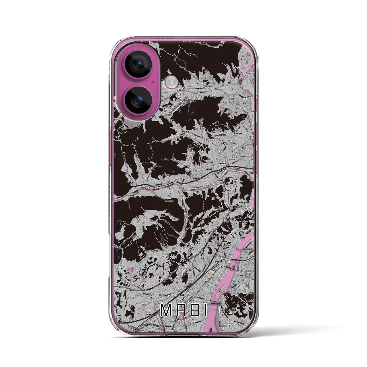 【真備(岡山県)】地図柄iPhoneケース(クリアタイプ)