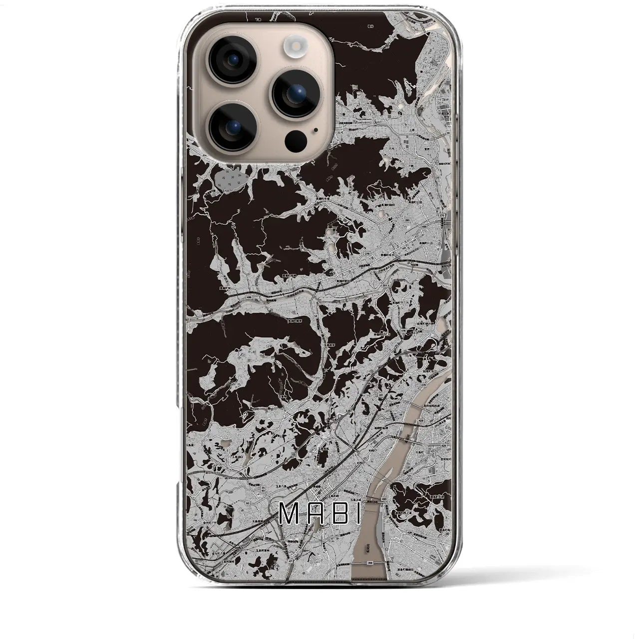 【真備(岡山県)】地図柄iPhoneケース(クリアタイプ)