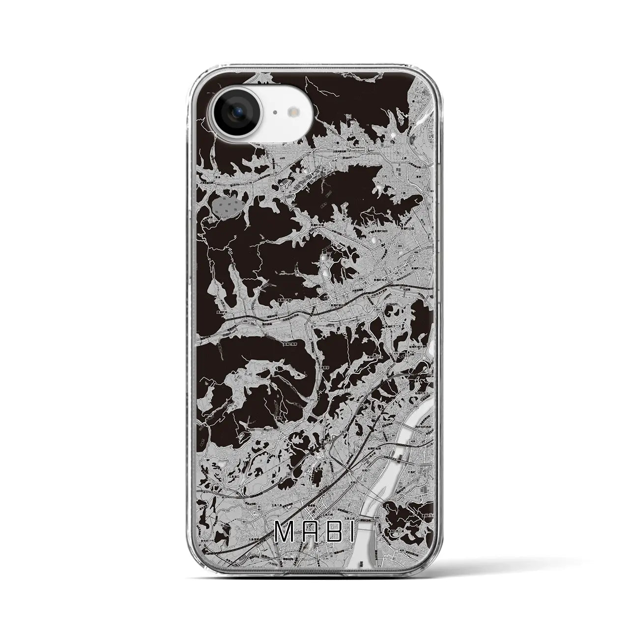 【真備(岡山県)】地図柄iPhoneケース(クリアタイプ)