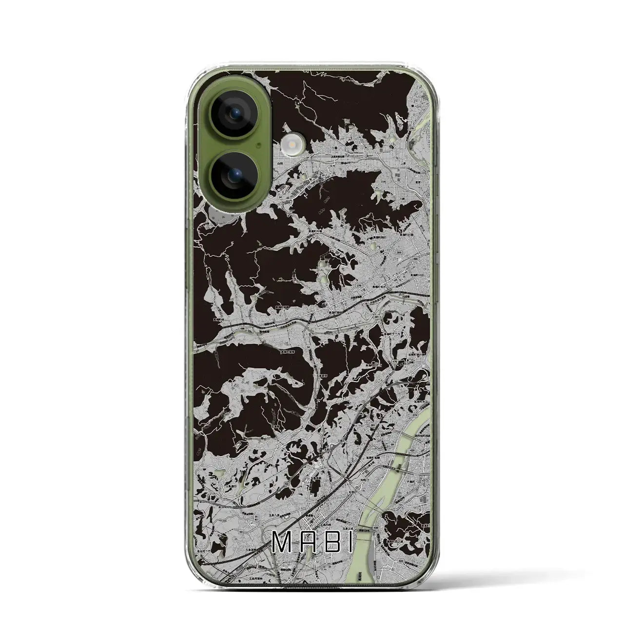 【真備(岡山県)】地図柄iPhoneケース(クリアタイプ)