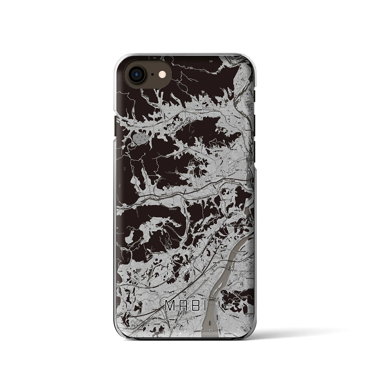 【真備(岡山県)】地図柄iPhoneケース(クリアタイプ)