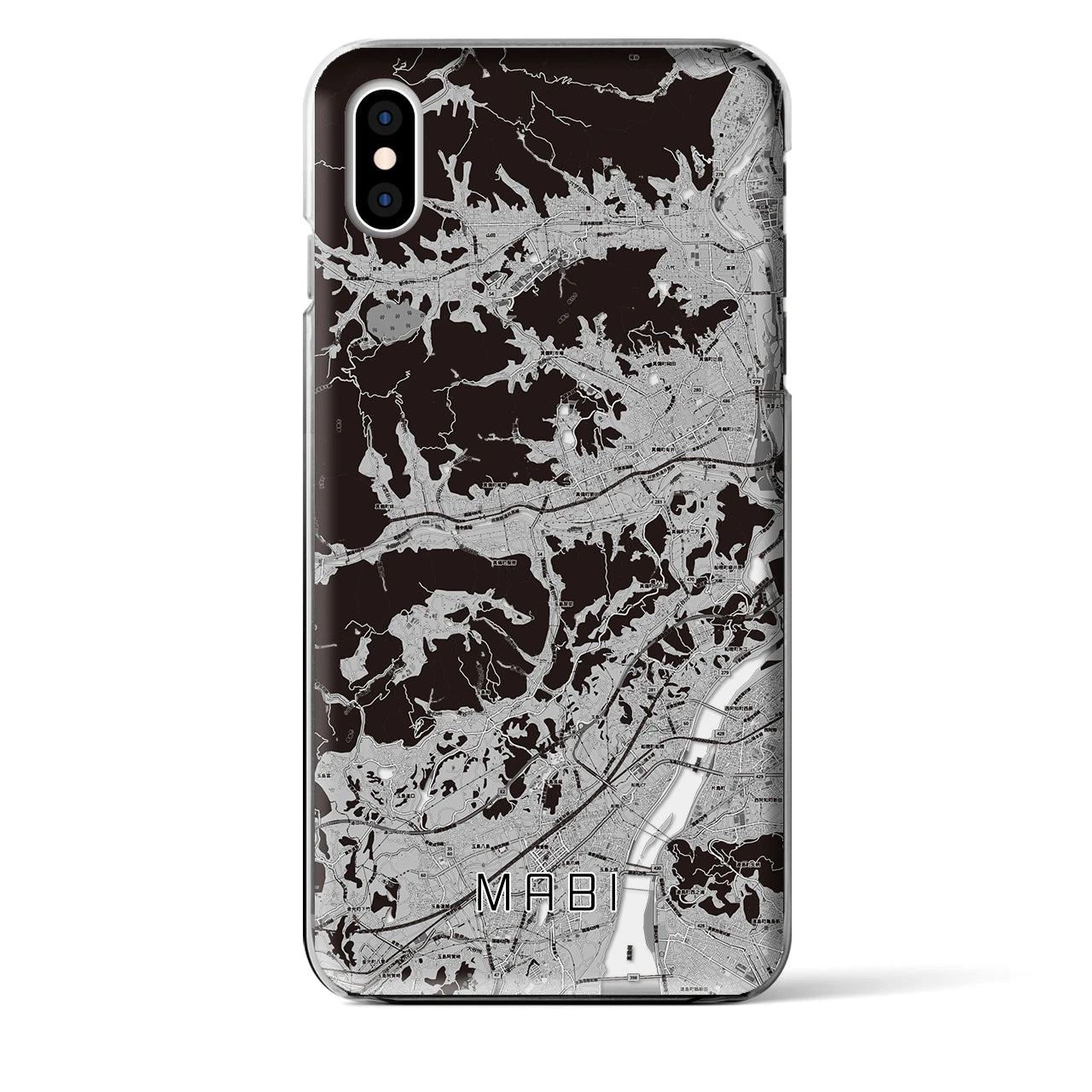 【真備(岡山県)】地図柄iPhoneケース(クリアタイプ)