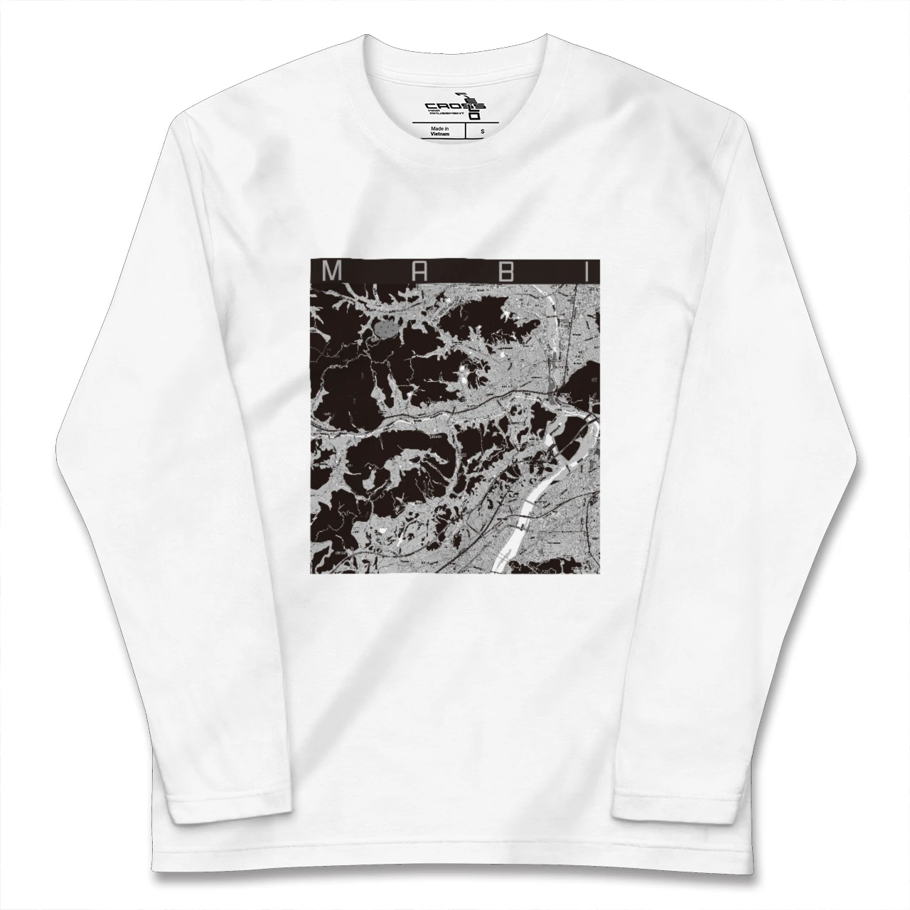 【真備(岡山県)】地図柄ロングスリーブTシャツ