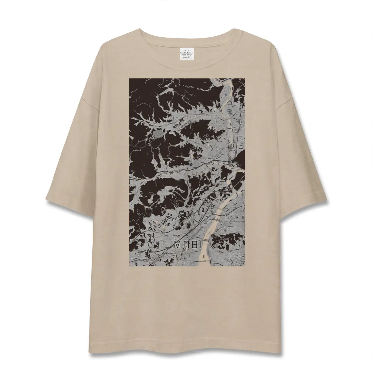 【真備(岡山県)】地図柄ビッグシルエットTシャツ