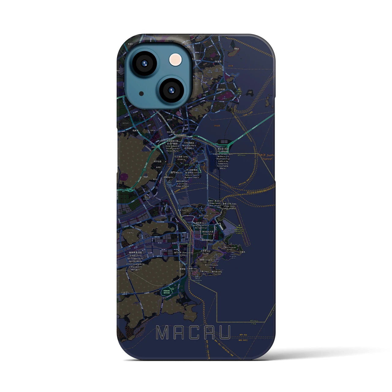 【マカオ(中華人民共和国)】地図柄iPhoneケース(バックカバータイプ)