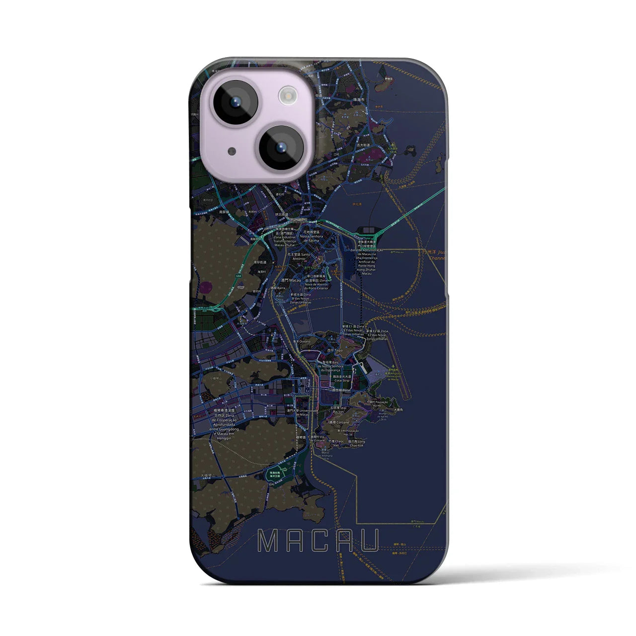 【マカオ(中華人民共和国)】地図柄iPhoneケース(バックカバータイプ)
