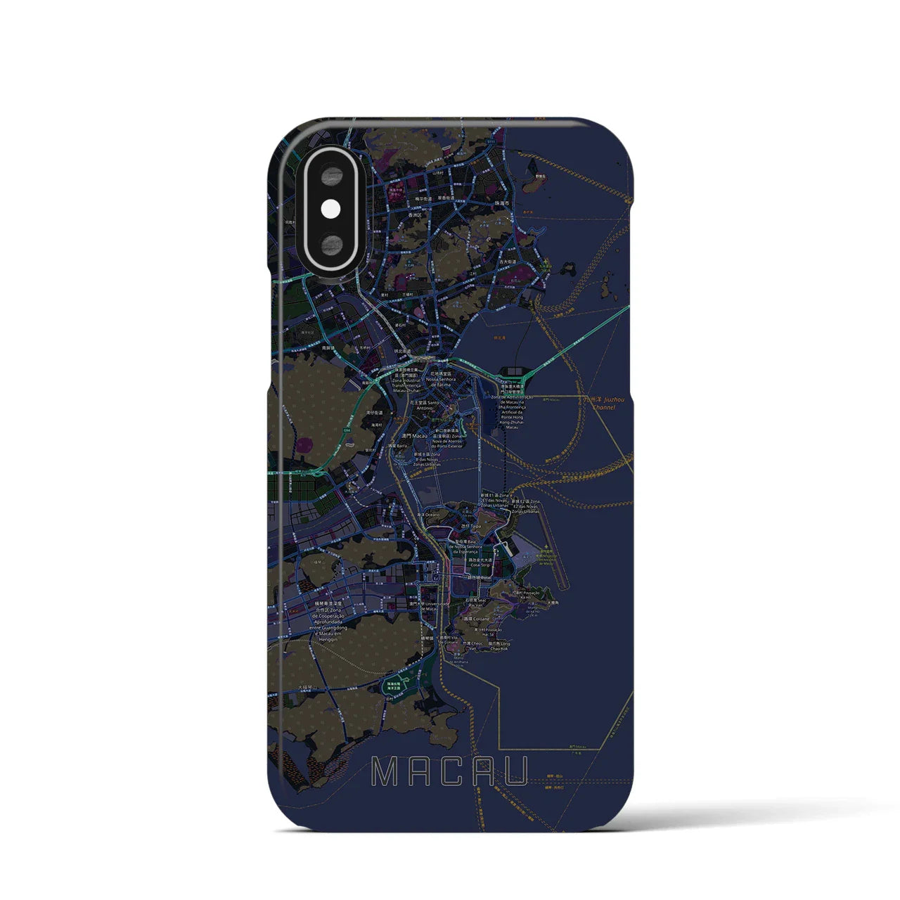 【マカオ(中華人民共和国)】地図柄iPhoneケース(バックカバータイプ)
