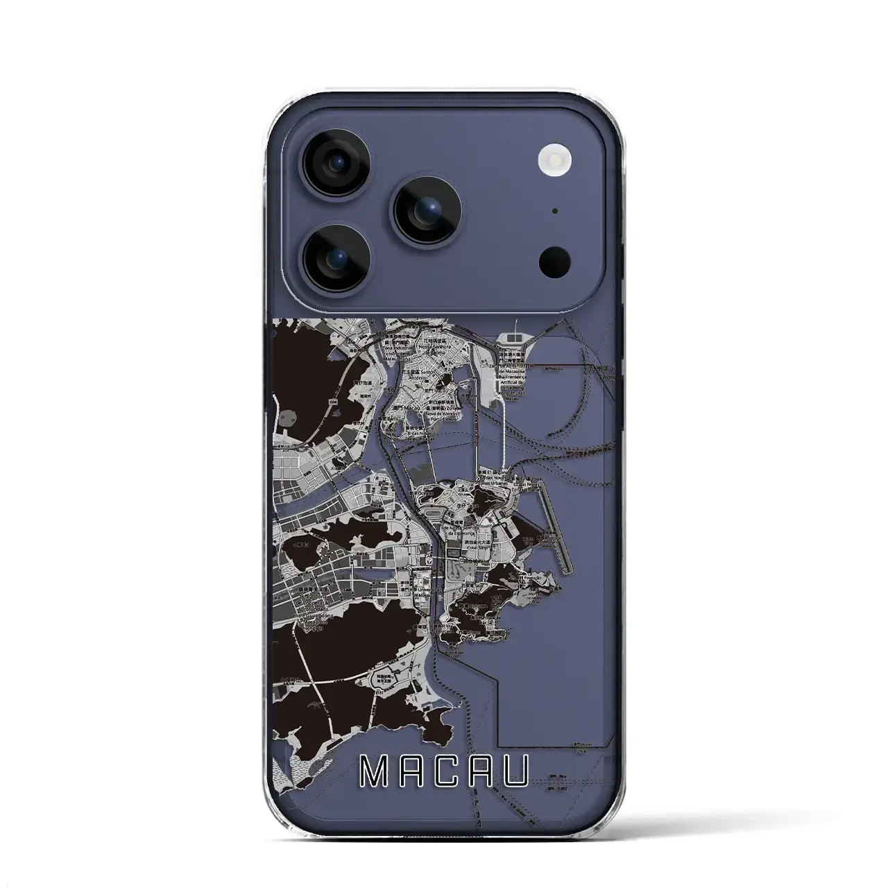 【マカオ(中華人民共和国)】地図柄iPhoneケース(クリアタイプ)モノトーン・iPhone 17 Pro Max 用