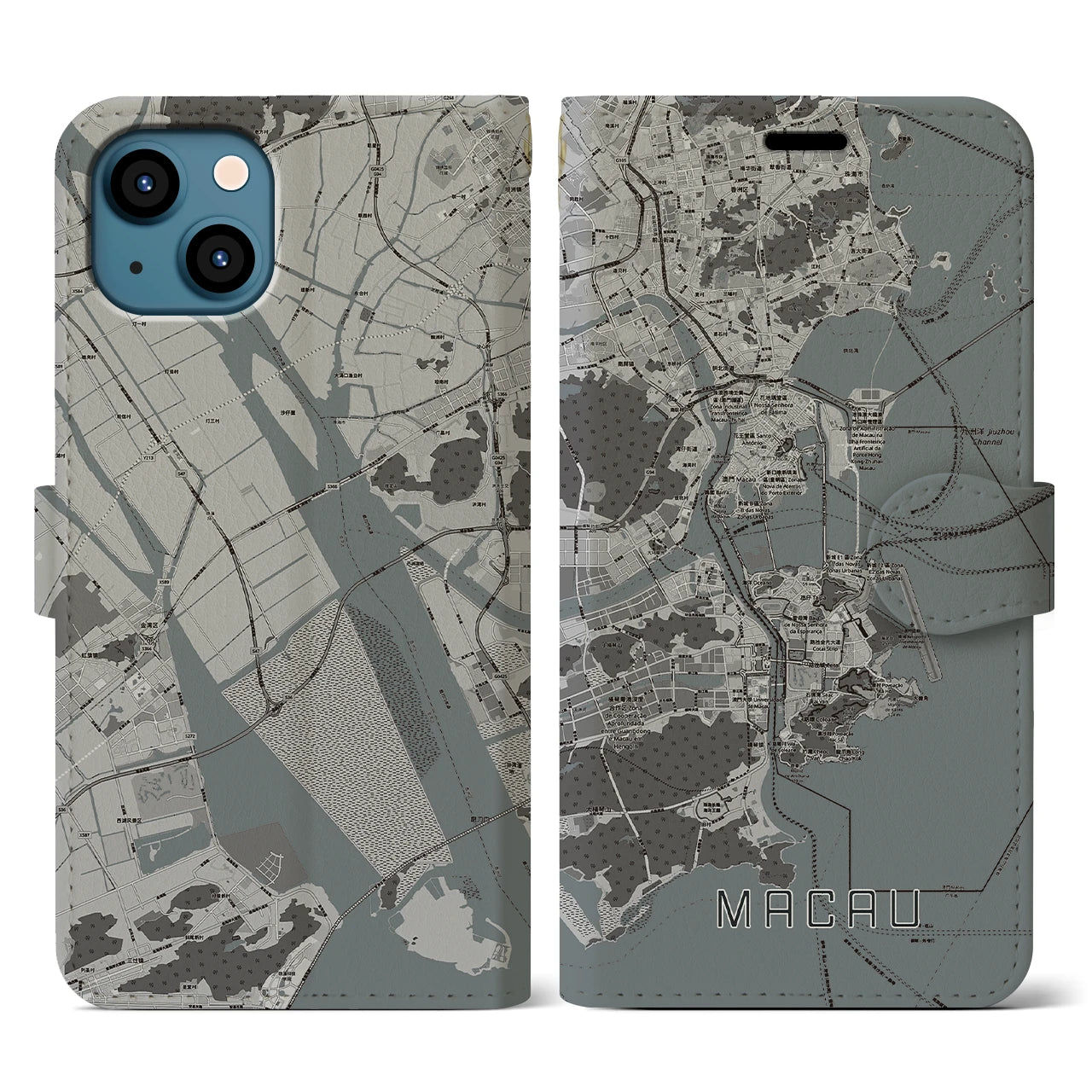 【マカオ(中華人民共和国)】地図柄iPhoneケース(手帳タイプ)