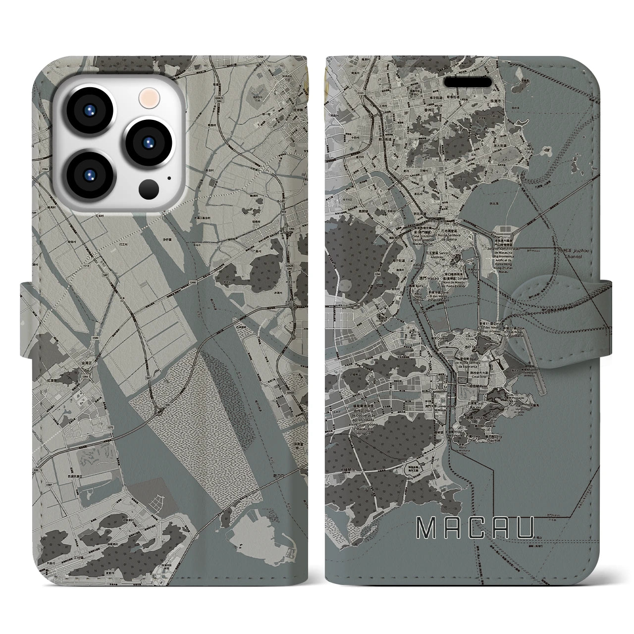 【マカオ(中華人民共和国)】地図柄iPhoneケース(手帳タイプ)