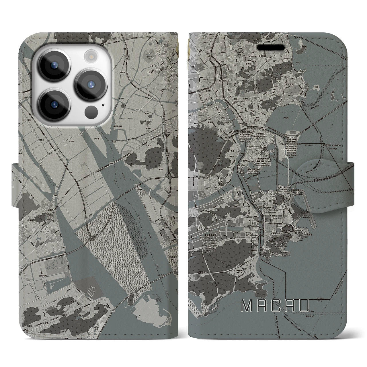 【マカオ(中華人民共和国)】地図柄iPhoneケース(手帳タイプ)