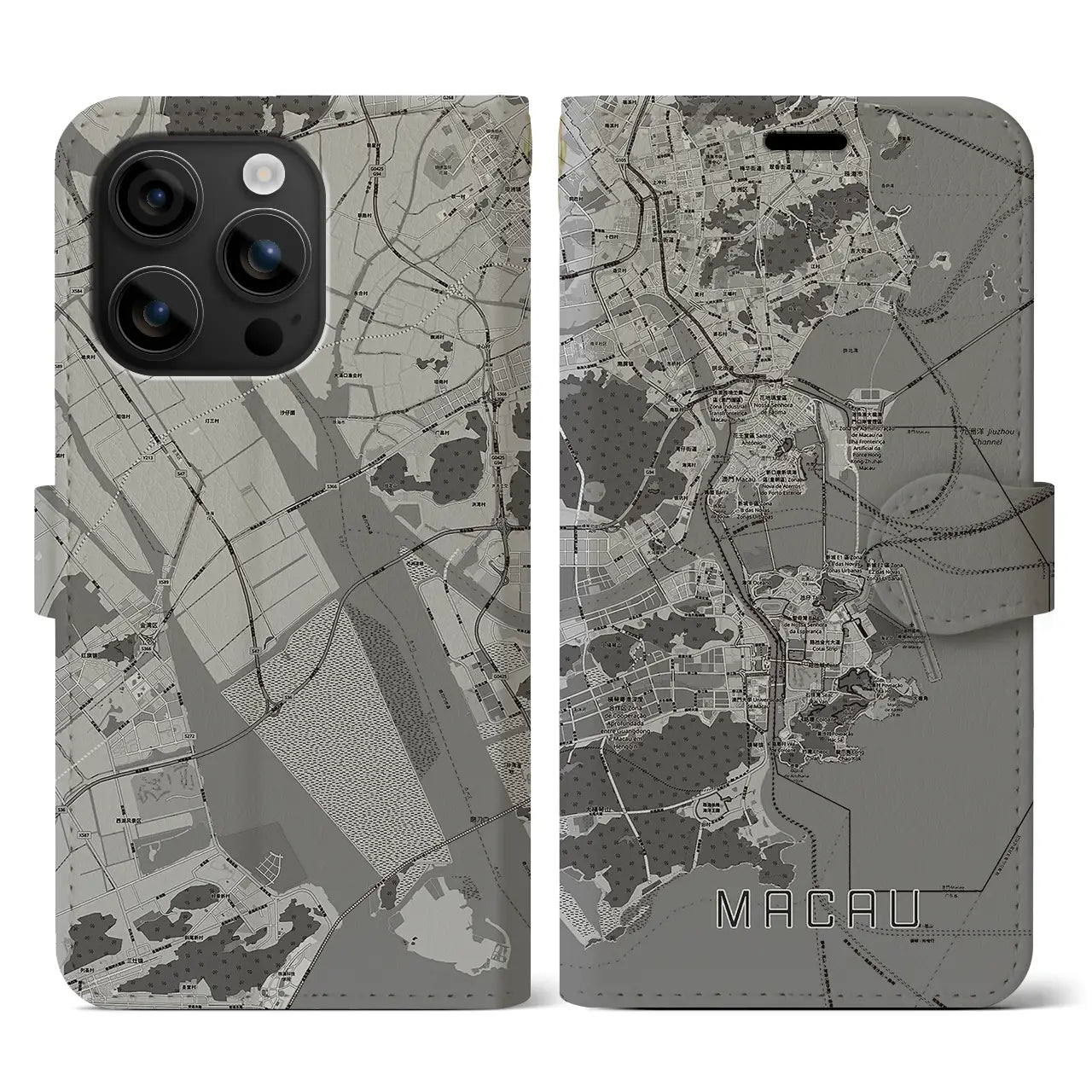 【マカオ(中華人民共和国)】地図柄iPhoneケース(手帳タイプ)