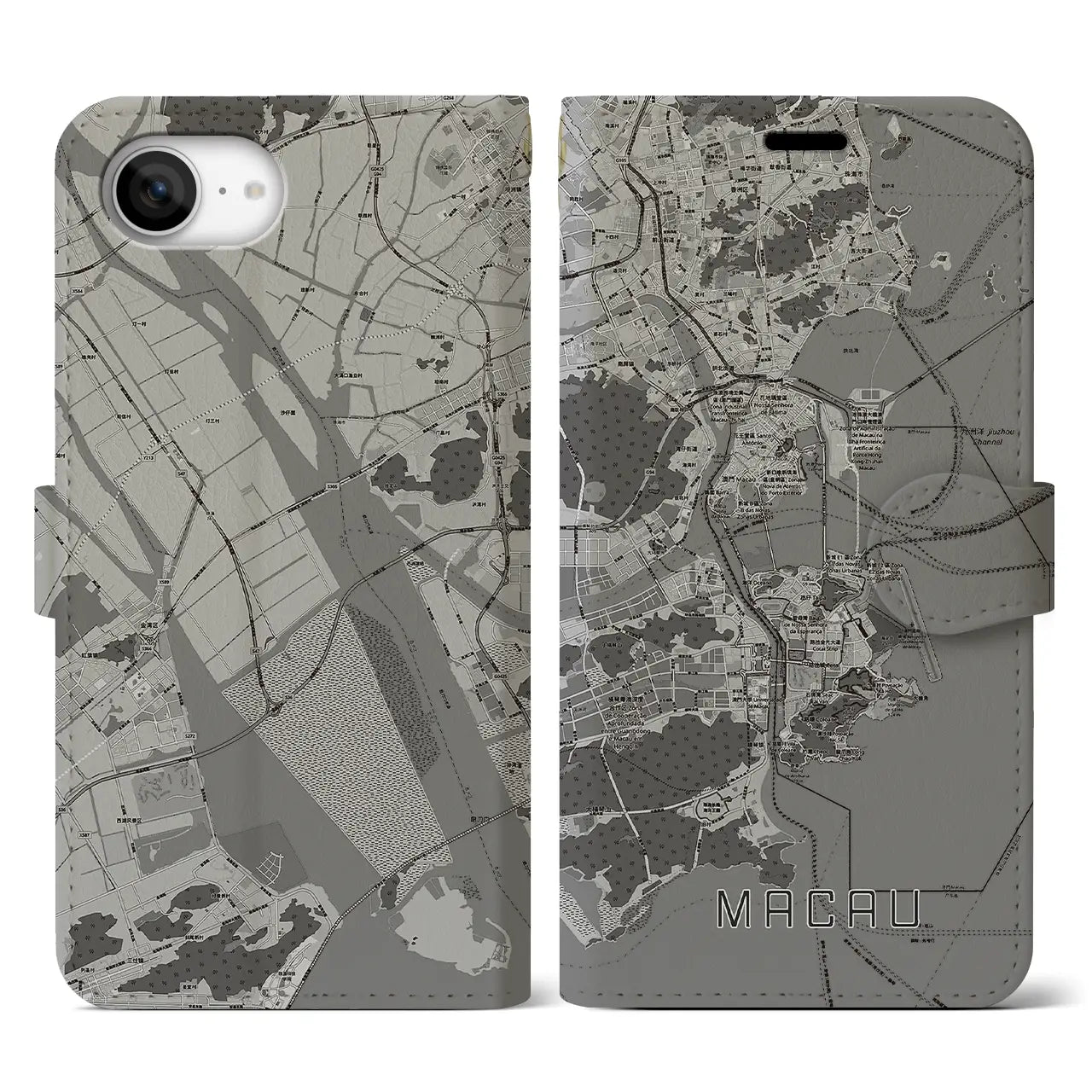 【マカオ(中華人民共和国)】地図柄iPhoneケース(手帳タイプ)