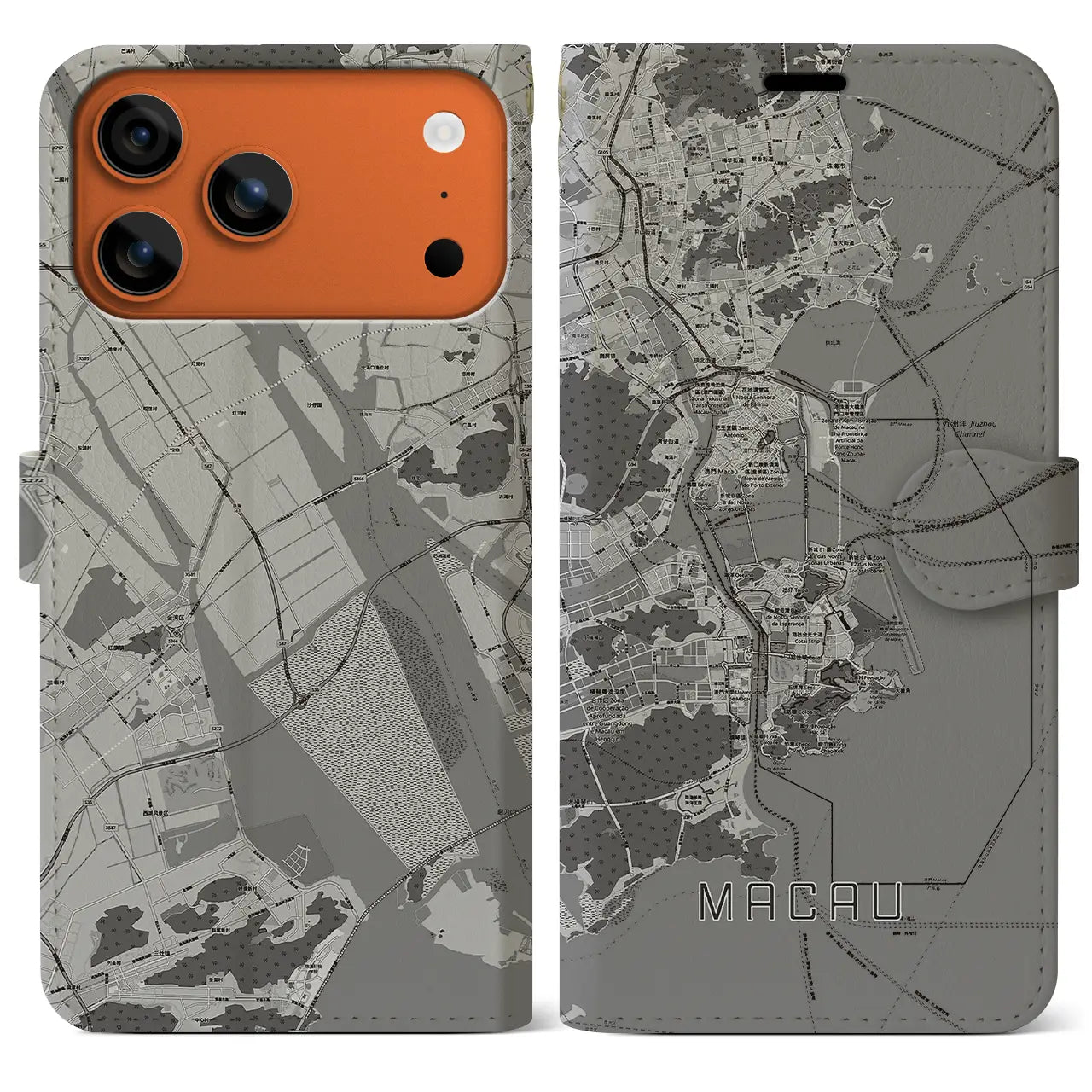 【マカオ(中華人民共和国)】地図柄iPhoneケース(手帳タイプ)