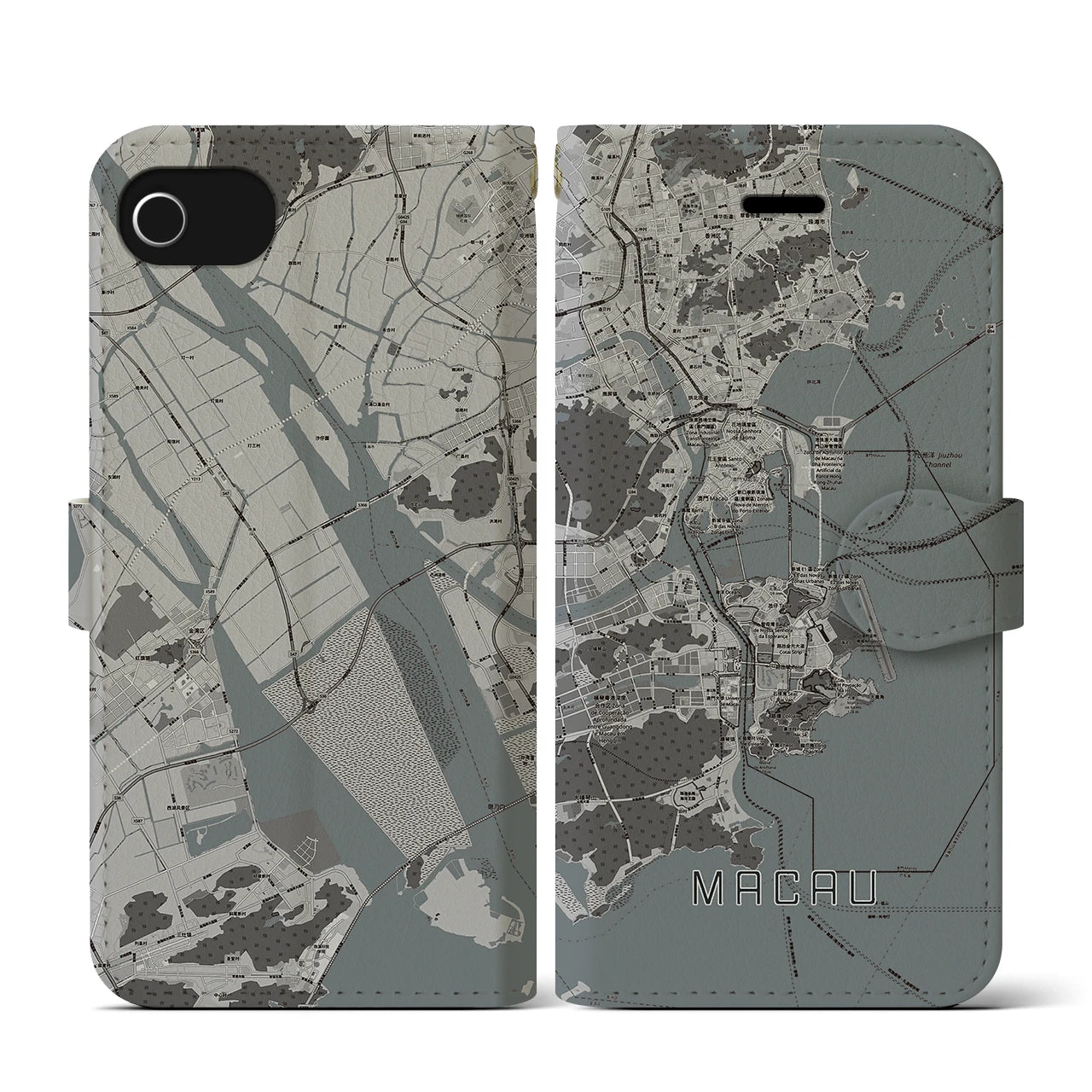 【マカオ(中華人民共和国)】地図柄iPhoneケース(手帳タイプ)