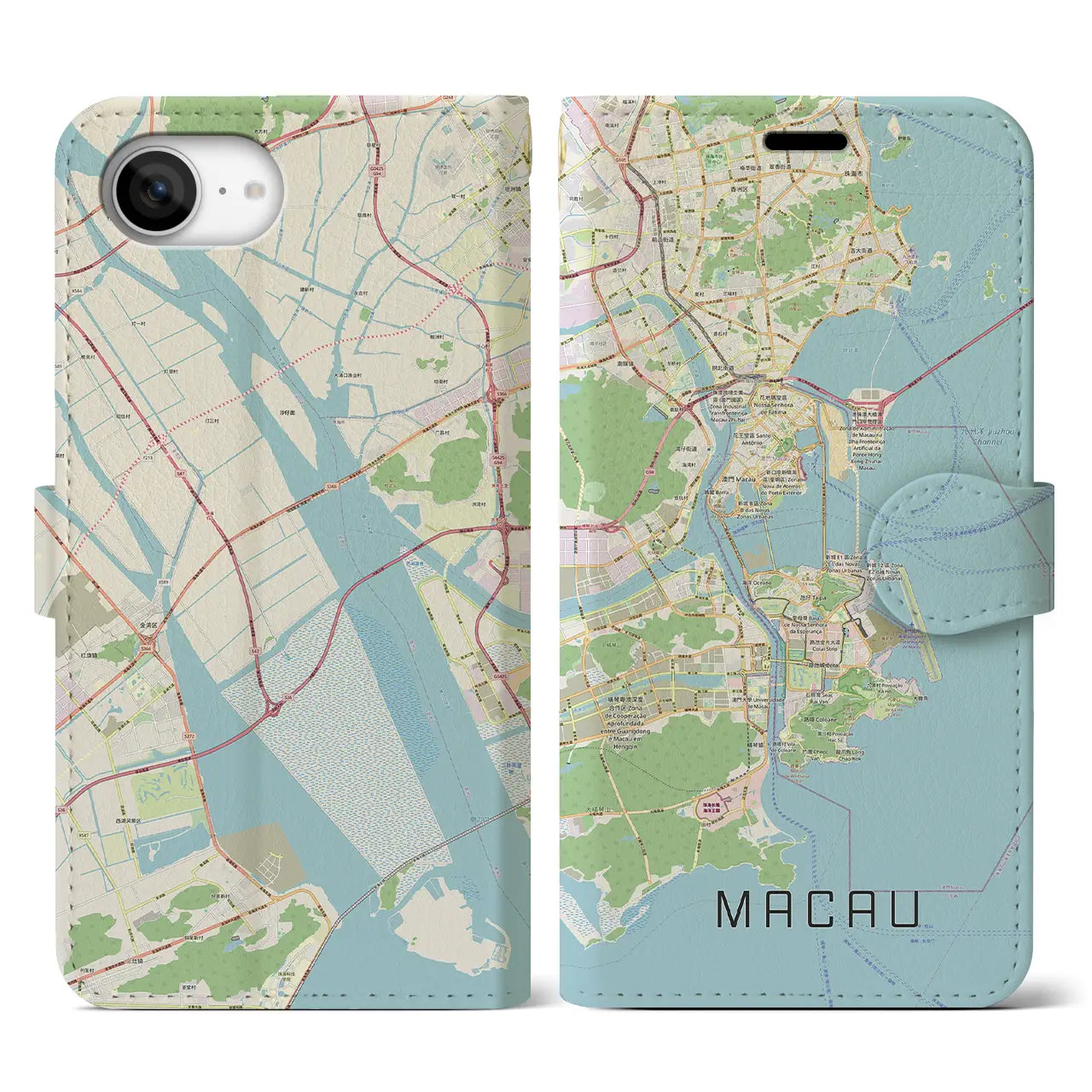 【マカオ(中華人民共和国)】地図柄iPhoneケース(手帳タイプ)