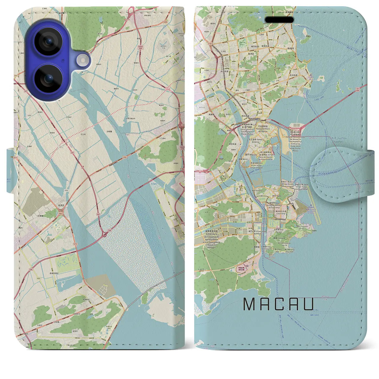 【マカオ(中華人民共和国)】地図柄iPhoneケース(手帳タイプ)ナチュラル・iPhone 16 Pro Max 用