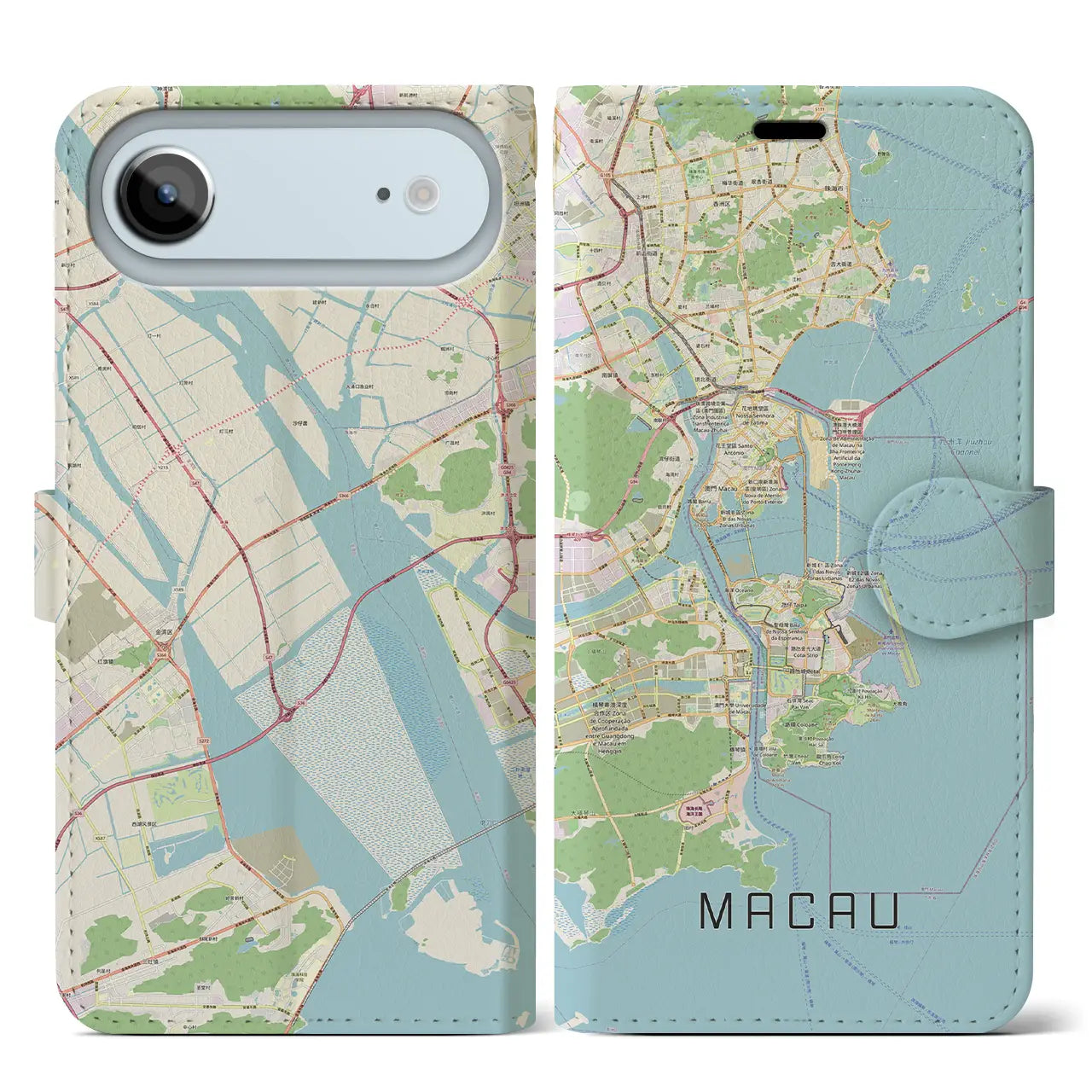 【マカオ(中華人民共和国)】地図柄iPhoneケース(手帳タイプ)