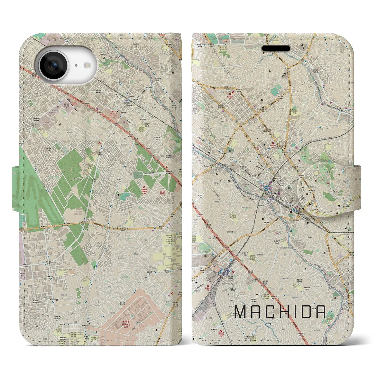 【町田(東京都)】地図柄iPhoneケース(手帳タイプ)