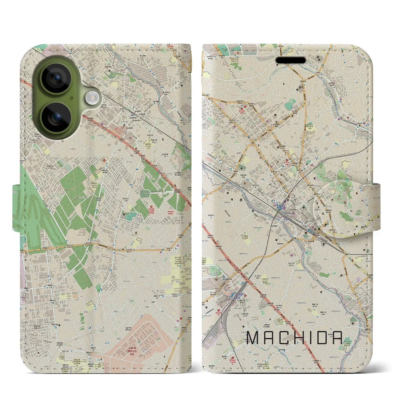 【町田(東京都)】地図柄iPhoneケース(手帳タイプ)