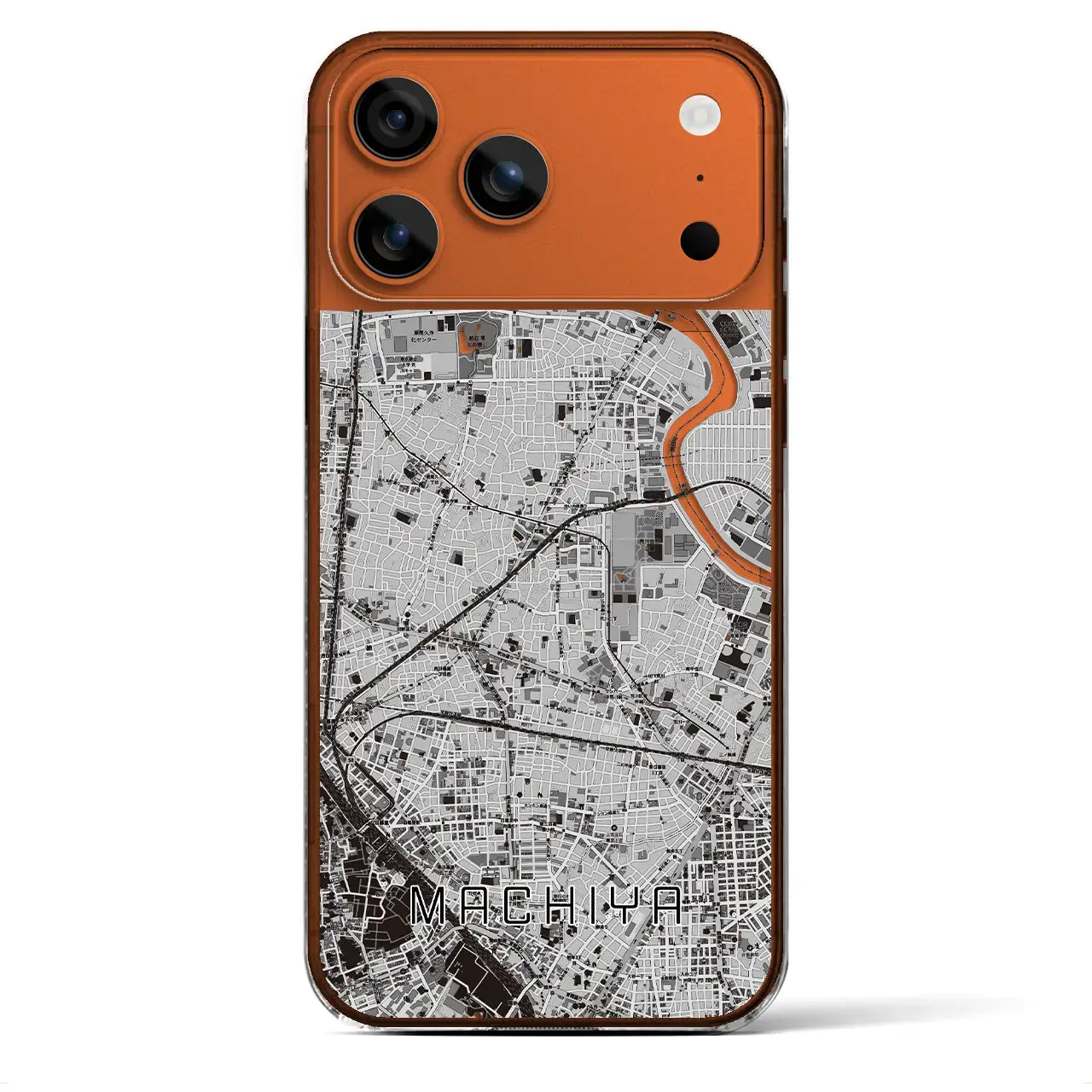 【町屋(東京都)】地図柄iPhoneケース(クリアタイプ)モノトーン・iPhone 17 Pro Max 用