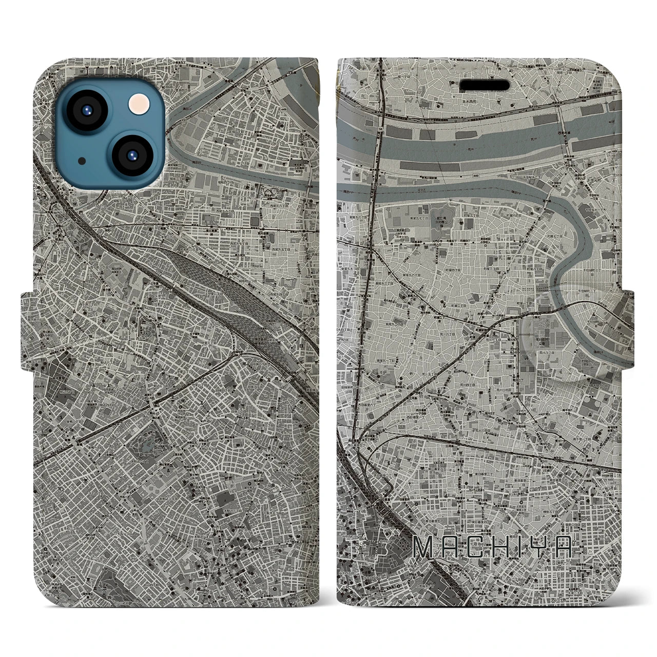 【町屋(東京都)】地図柄iPhoneケース(手帳タイプ)