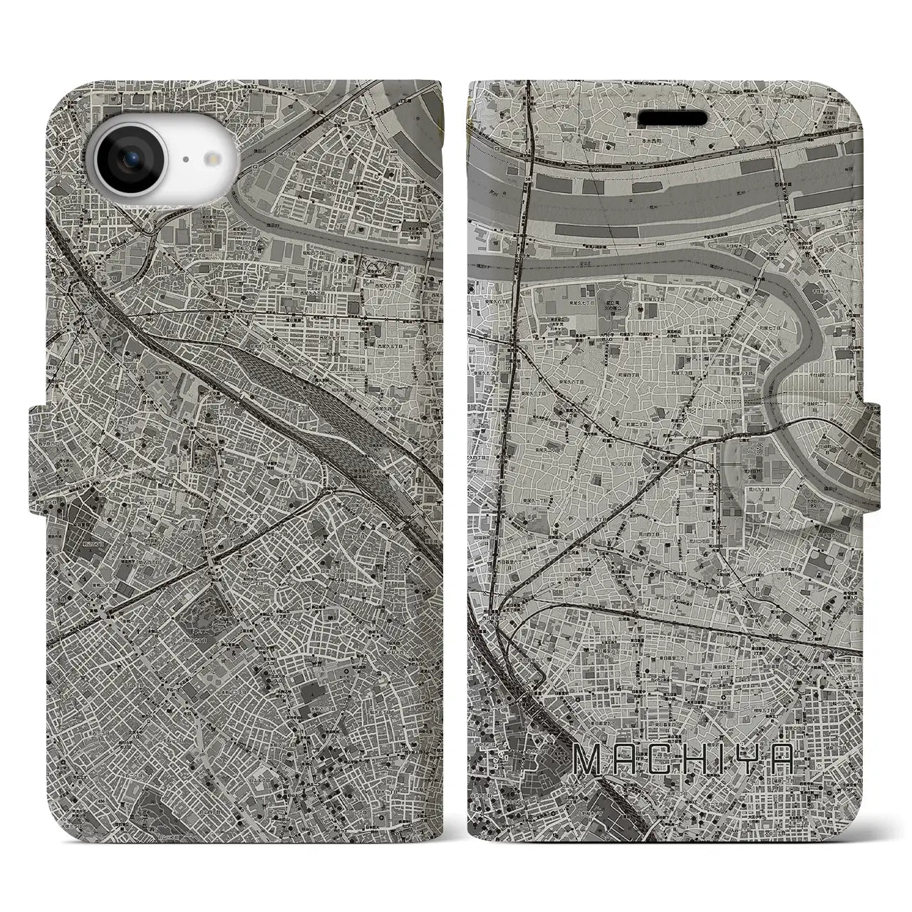 【町屋(東京都)】地図柄iPhoneケース(手帳タイプ)