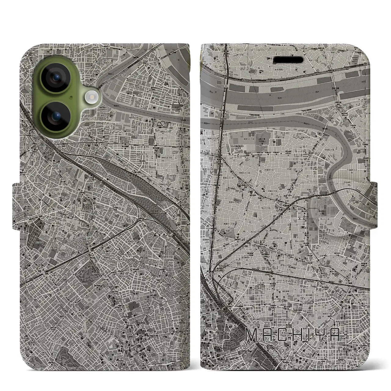 【町屋(東京都)】地図柄iPhoneケース(手帳タイプ)