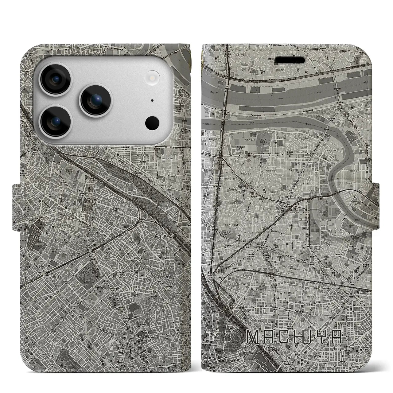 【町屋(東京都)】地図柄iPhoneケース(手帳タイプ)