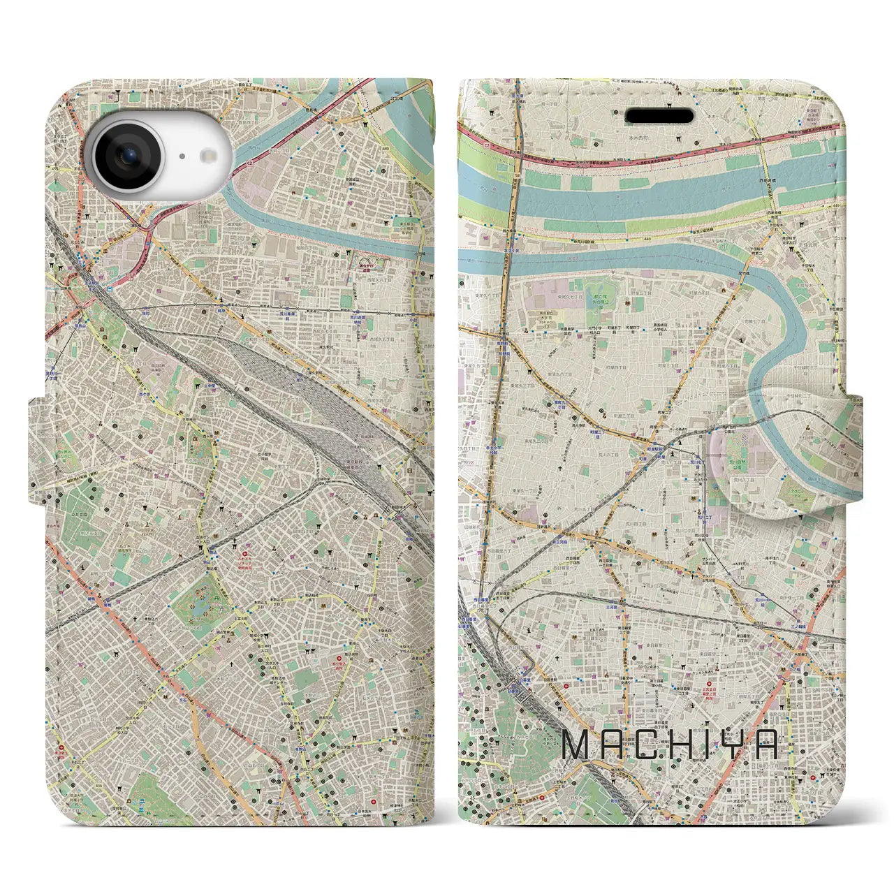 【町屋(東京都)】地図柄iPhoneケース(手帳タイプ)