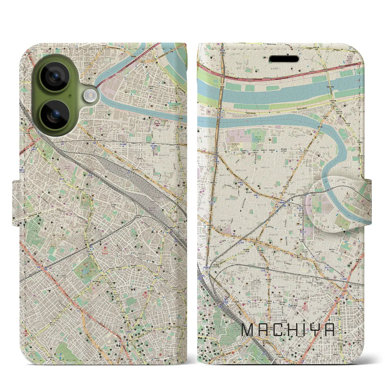 【町屋(東京都)】地図柄iPhoneケース(手帳タイプ)