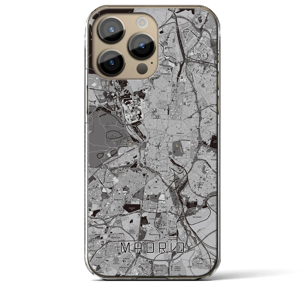 【マドリード(スペイン)】地図柄iPhoneケース(クリアタイプ)