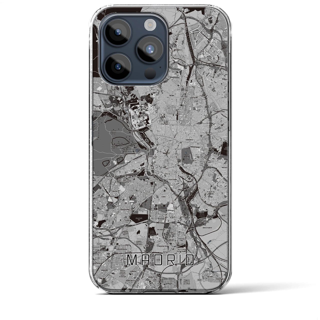 【マドリード(スペイン)】地図柄iPhoneケース(クリアタイプ)
