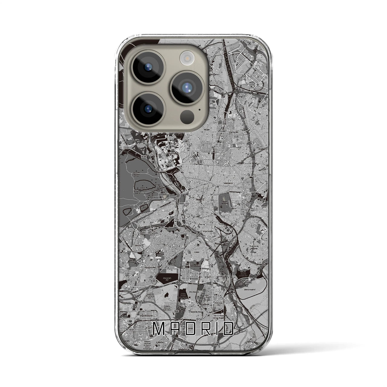 【マドリード(スペイン)】地図柄iPhoneケース(クリアタイプ)