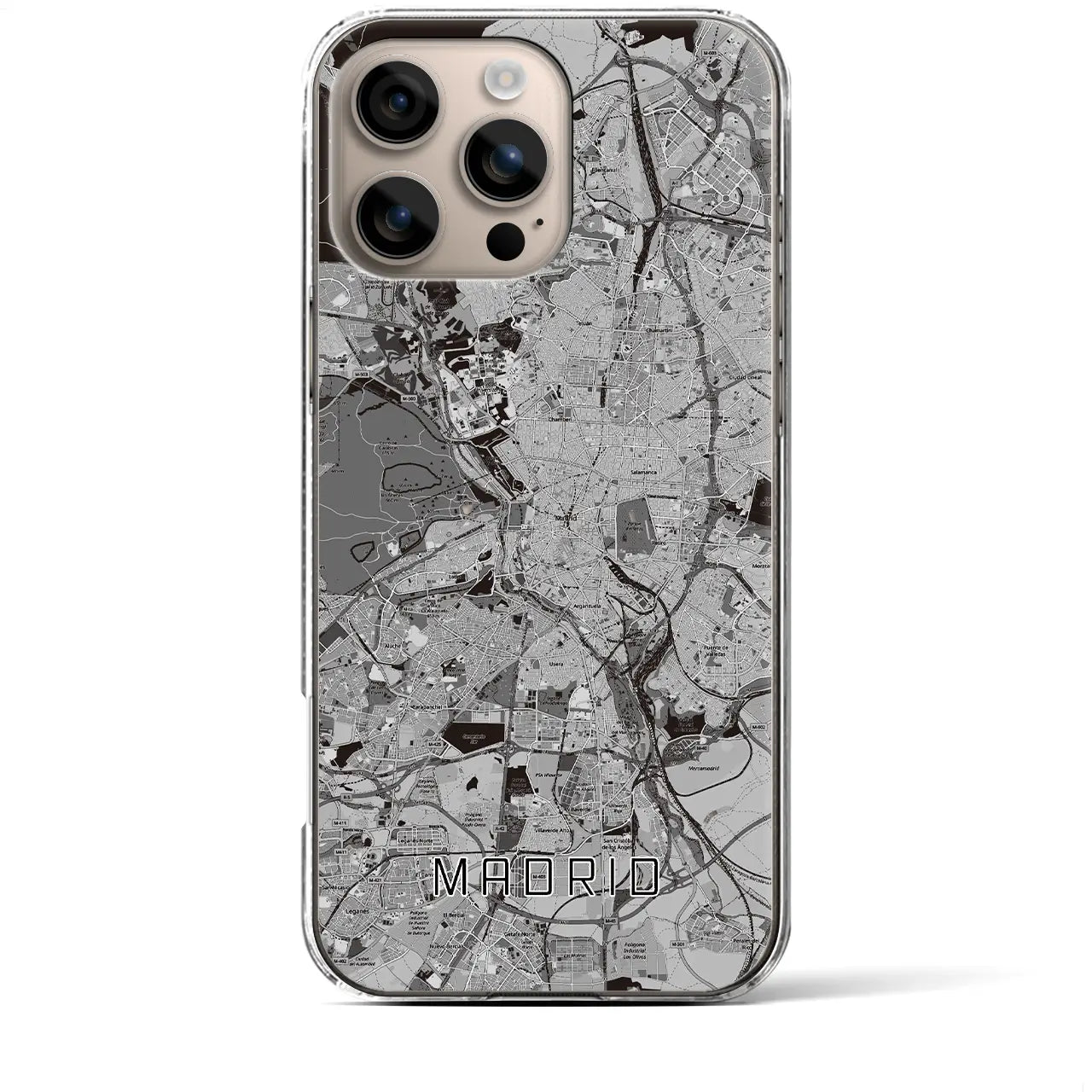【マドリード(スペイン)】地図柄iPhoneケース(クリアタイプ)