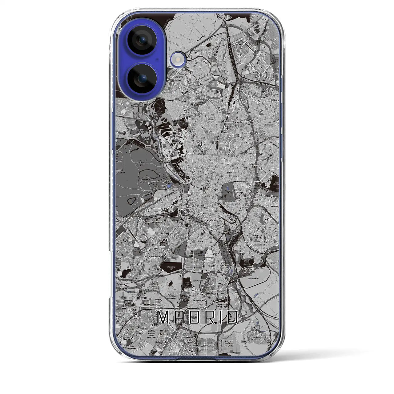 【マドリード(スペイン)】地図柄iPhoneケース(クリアタイプ)