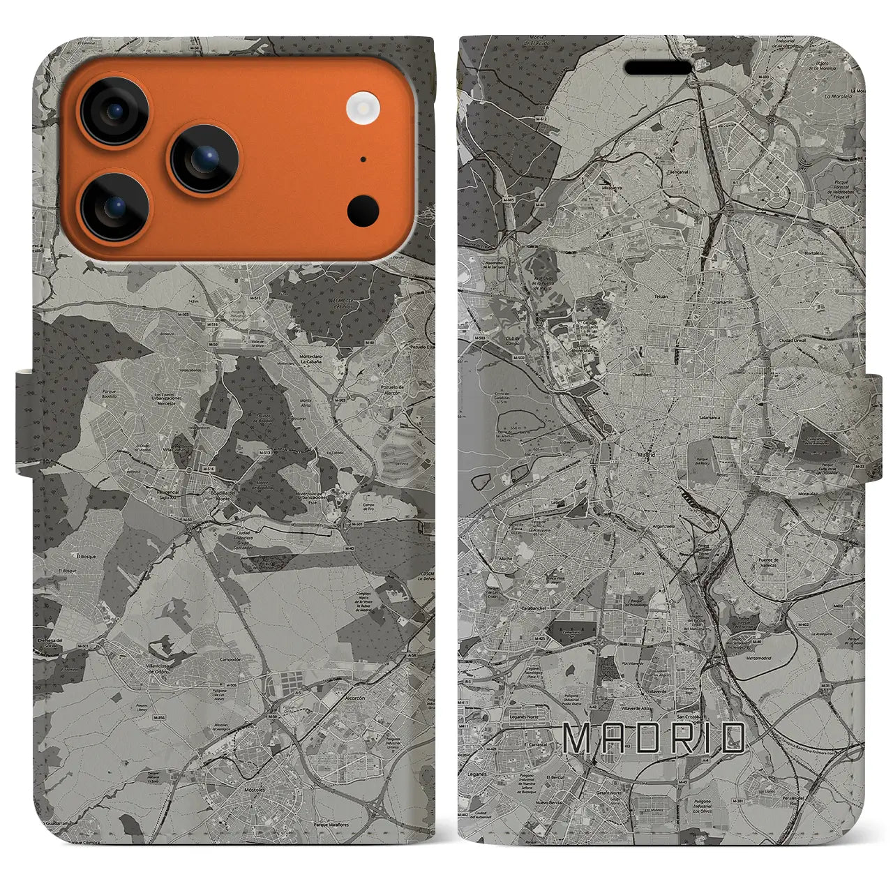 【マドリード(スペイン)】地図柄iPhoneケース(手帳タイプ)