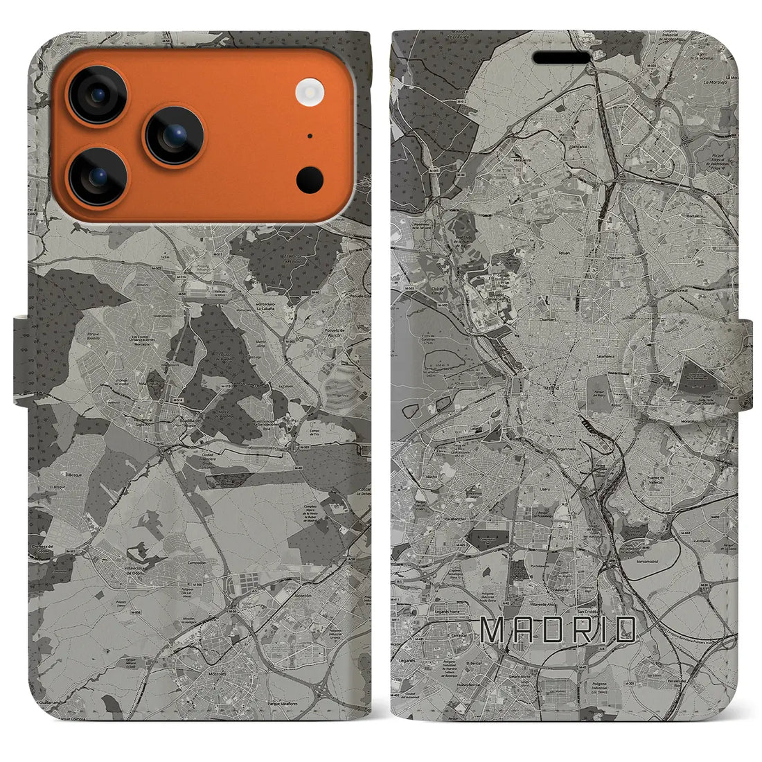 【マドリード(スペイン)】地図柄iPhoneケース(手帳タイプ)