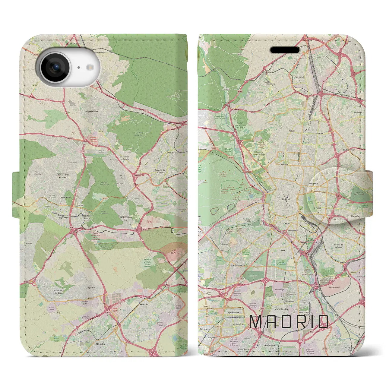 【マドリード(スペイン)】地図柄iPhoneケース(手帳タイプ)