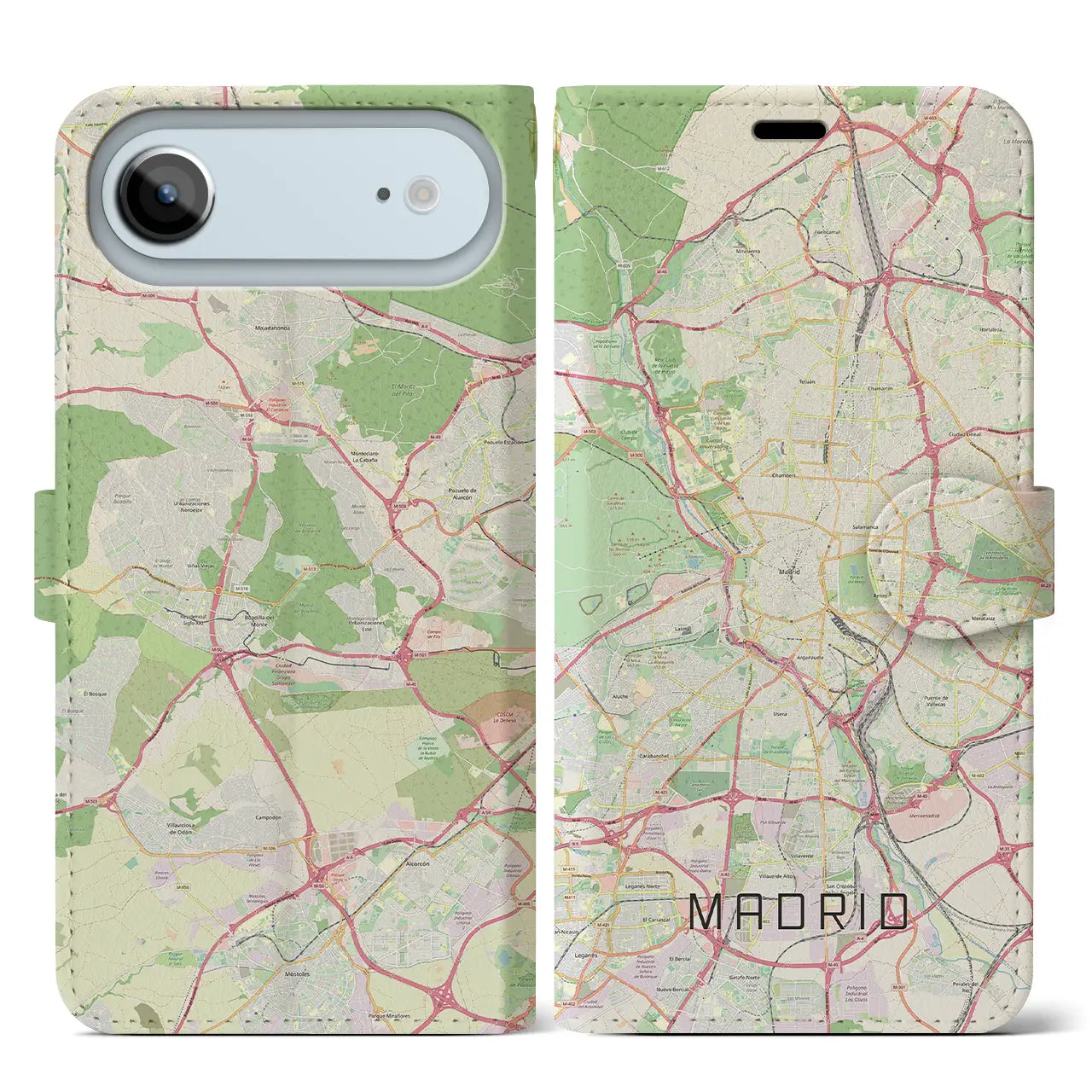 【マドリード(スペイン)】地図柄iPhoneケース(手帳タイプ)