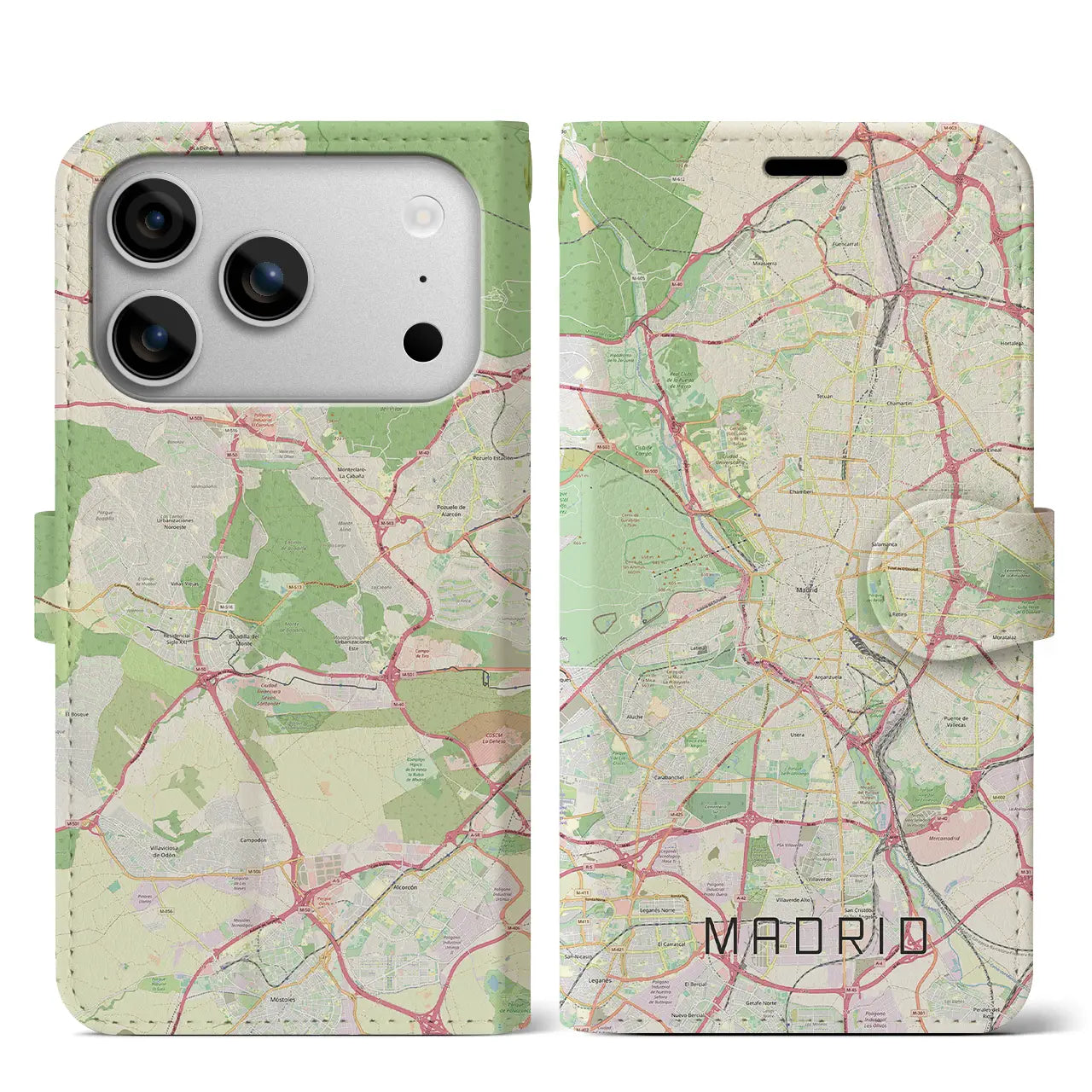 【マドリード(スペイン)】地図柄iPhoneケース(手帳タイプ)