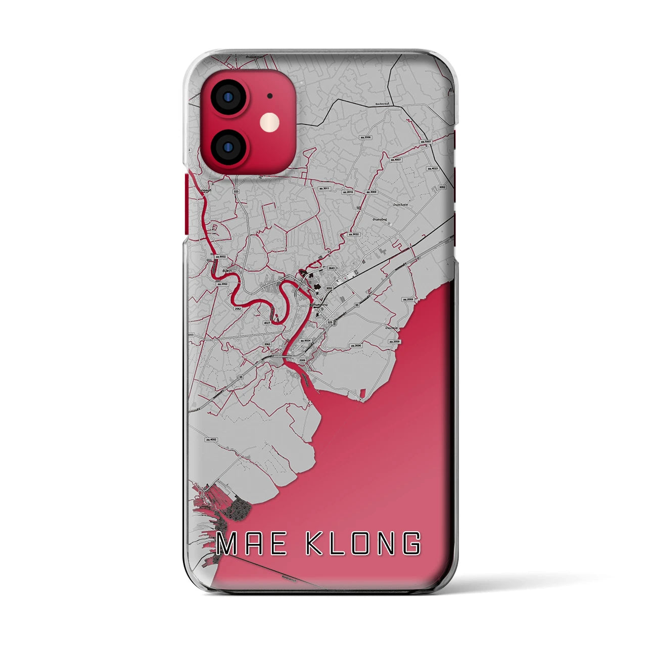 【メークロン(タイ)】地図柄iPhoneケース(クリアタイプ)モノトーン・iPhone 11 用