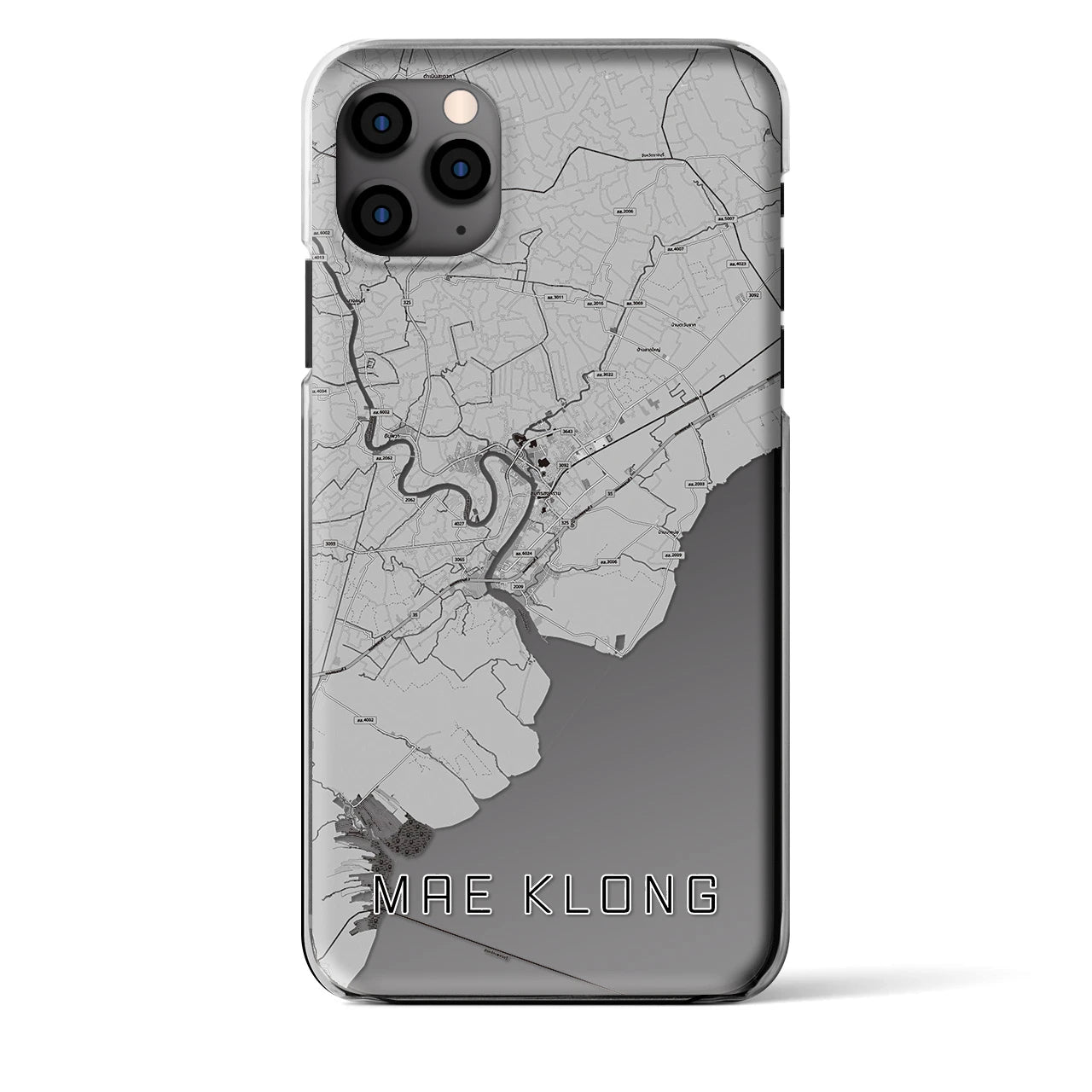 【メークロン(タイ)】地図柄iPhoneケース(クリアタイプ)モノトーン・iPhone 11 Pro Max 用