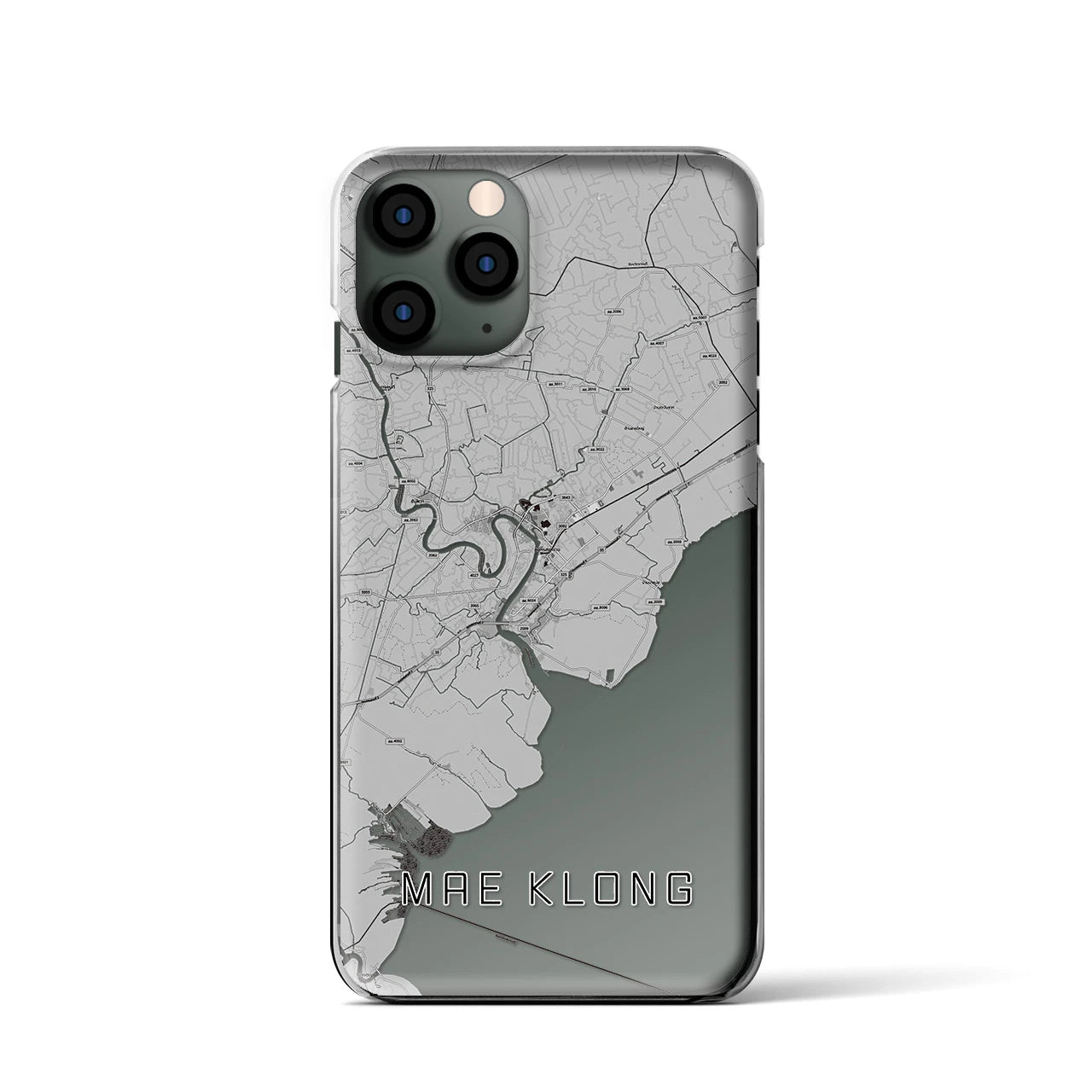 【メークロン(タイ)】地図柄iPhoneケース(クリアタイプ)モノトーン・iPhone 11 Pro 用