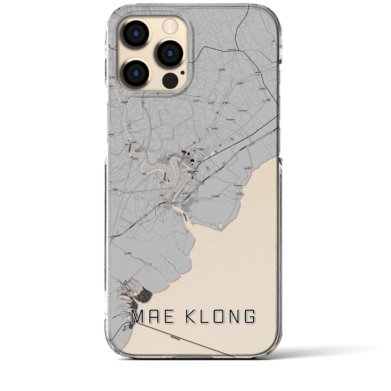 【メークロン(タイ)】地図柄iPhoneケース(クリアタイプ)モノトーン・iPhone 12 Pro Max 用